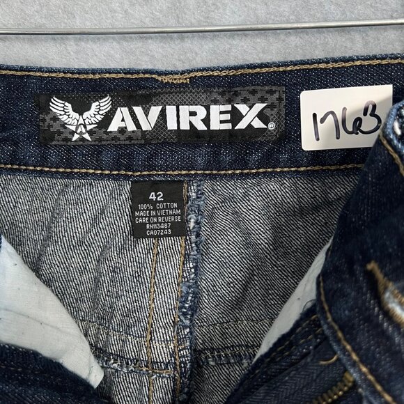 Vintage Y2K Avirex Baggy Shorts Men Size 42 Blue Distressed Skate Hip Hop Grunge - Picture 4 of 9